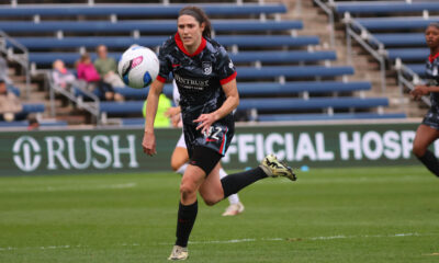 Taylor Malham chases the ball while playing for Chicago Stars FC against Racing Louisville in 2025.