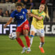Catarina Macario battles a Brazilian player during the USWNT's match in San Jose, California.